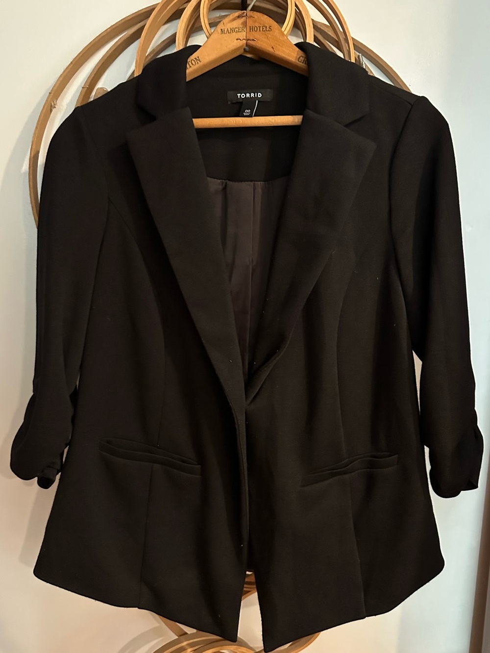 Torrid • black • super soft blazer • jacket • coat • scrunch sleeves